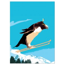 TREE FREE GREETING CARD PENGUIN JUMP